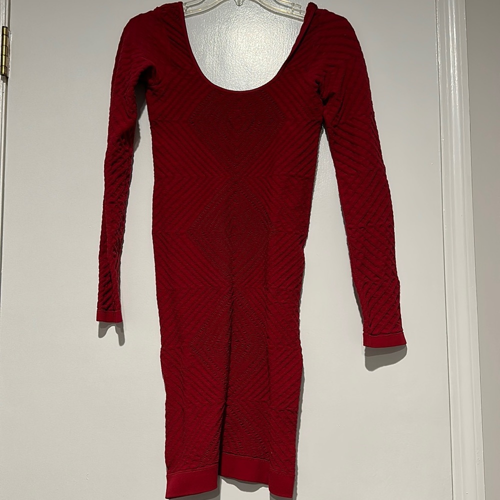BCBG Red Long Sleeved Dress
